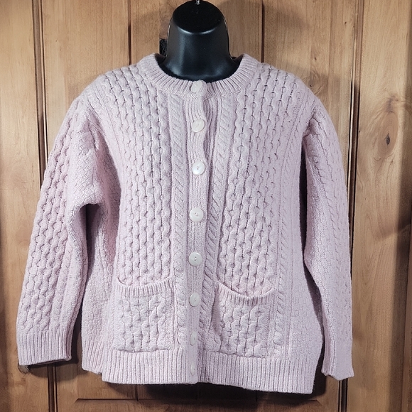 Aran Crafts Pale Pink Hand Knit Cardigan - Picture 2 of 11